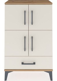 Resim Arges Komodin 4 Raflı Tek Çekmeceli 4 Kapaklı 60x30x96 Çam-ay... Çam 