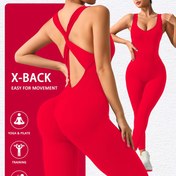 Resim 1 Adet Kadın Yüksek Bel Yoga Koşu Fitness Tulum - X-Sırt Çapraz Tasarım, Yüksek Esneklik Dar Kesim Uzun Kollu, Nefes Alabilir Hızlı Kuruyan Ter Emici, Yoga & Antrenman Hazır, Çok Renk Seçenekleri, Spor Estetiği, Yüksek Esneklikli Kumaş 