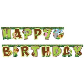 Resim Balonevi Lisanslı Safari Temalı Happy Birthday Banner 