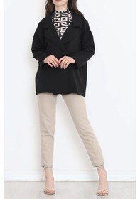 Resim Oversize Düğmeli Ceket Siyah - 951.1247. Çok Renkli 
