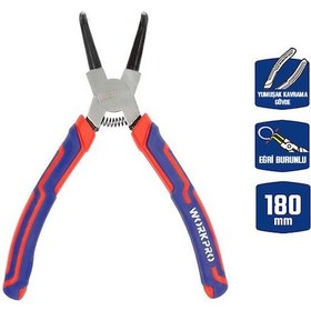 Resim Workpro Wp231153 180mm Cr-v Eğri Uçlu Yaylı Profesyonel Dış Segman Pensesi 