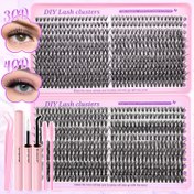 Resim 5 adet Set-418 adet-30D/40D 200 adet-80D Kirpik Kirpik, Sahte Kirpik Seti Yeniden Kullanılabilir Karışık Uzunluklar. Sahte Kirpik Kiti Lash Bond ve Seal, Cımbız ve Fırça (8-18mm C D Curl 30D 40D 80D) 
