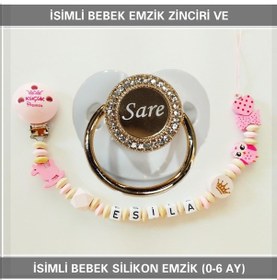 Resim Sahi Aksesuar İsimli Bebek Emzik Zinciri ve Bebek Silikon Emzik BEZYI243 Gri 