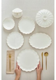 Resim Karaca Fine Pearl Extra Shell 55 Parça 12 Kişilik Yemek Takımı Gold 