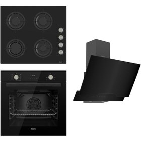 Resim Ferre Flowart Serisi QMS63CS - CS205 - D063 Siyah Ankastre Set 