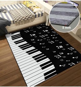 Resim Piyano Çocuk Odası Halısı Siyah - Beyaz 