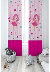 Resim Mekta Home Bebek Ve Çocuk Odası Peri Kız Desenli 2 Kanat Fon Perde 