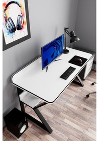 Resim Pulsar Oyuncu Masası Çalışma Ofis Masası Gaming Masa Beyaz 