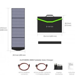 Resim Bosile 200W Katlanabilir Güneş Paneli - %22 Verimlilik, IP66 Dayanıklılık, Yüksek Güç ve Taşınabilir Tasarım 