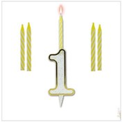 Resim 1 Rakam Şeffaf Mumluk ve 4 Adet Mum 