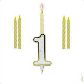 Resim 1 Rakam Şeffaf Mumluk ve 4 Adet Mum 