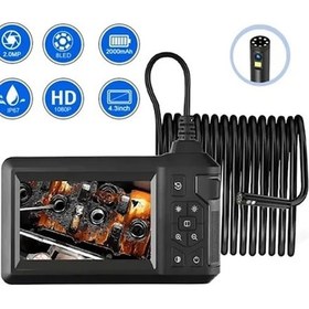 Resim Vtn-009 Ekranlı Çift Kameralı 20 Metre Sert Kablo Yılan Endoskop Kamera 8 Mm 4.3 Inc 