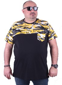 Resim MocGrande Büyük Beden Cepli Camouflage Erkek Tişört 23145 Hardal 