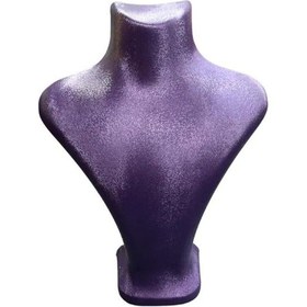 Resim Yerli Üretim Londra Model İmera Deri Kumaş Mor Renk 22/18 Cm Kolye Sergileme Mankeni Çok Renkli 