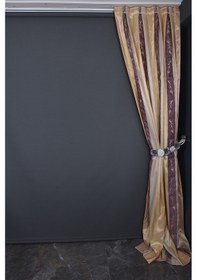 Resim Saten 750 Model Vizon Renk Tek Kanat Pileli Fon Perde 75 260 Cm Vizon 