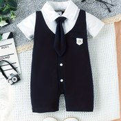 Resim Bebek erkekler için bir bağcıklı, dış mekan için minimalist beyaz yaka tulumu 