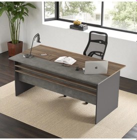 Resim Robin Home Ofis Çalışma Masası 180 90cm Gri-kahve Kahverengi 