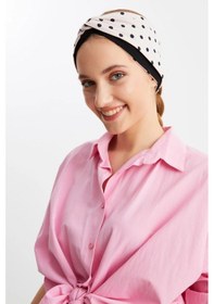 Resim Butik Tasarım Kadın Bandana Saç Bandı, Ekstra Yumuşak, Esnek, Doğal, Pamuklu Penye - Tek Ebat / Pudra-siyah Pudra-siyah 