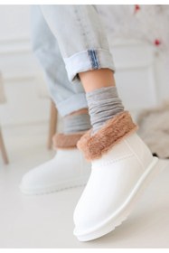 Resim ALFA AKSESUAR 03 Mordi Beyaz Oval Burunlu Su Geçirmez İçi Kürklü Bot 