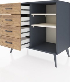 Resim Hyperion Şifonyer 2 Raflı 4 Çekmeceli 88x44x80 Antrasit-aytaşı/çam Aytaşı/çam 