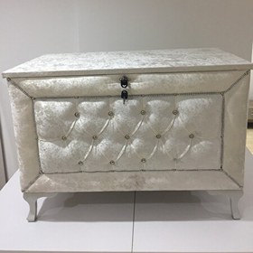 Resim Bengi Ticaret Çeyiz 17368 Sandık Kapitone Model 3'lü Set Krem Kadifemsi Kumaş İçi Tela El Yapı 