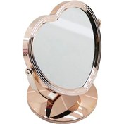 Resim Kalp Model 7 İnç Çap:17.5cm Makyaj Aynası Çift Taraflı Bronz - Gümüş Pls.çerçeve Sabit Ayak 