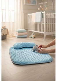 Resim Nohut Desenli Bebek Alt Açma Minderi Seti Yastıklı Unisex Yenidoğan 2 Parça Alt Açma 