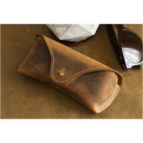 Resim Hi Leather Pitho Deri Gözlük Kılıfı Camel 