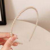 Resim Şık Minimalist Sahte İnci Kafa Bandı - Plastik, Düz Renk, Taklit İnciler, Tüysüz, Tek Parça Günlük Giyim Aksesuarı 