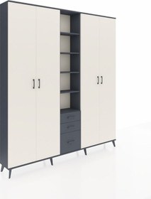 Resim Arges Dolap 17 Raflı 3 Çekmeceli 4 Kapaklı 220x30x243 Antrasit-aytaşı/antrasit Aytası/antrasıt 
