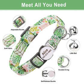 Resim Cat Collar with Bell Name Safety Cat Collar 79948 - Rose / 19-28cm 