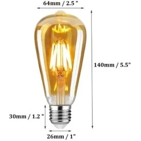 Resim Edison Flamentli 4 W Rustik LED Ampul 4'lü Dimlenebilir ST64 