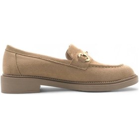 Resim Dazzle Bej Kadın Loafer Toka Detaylı Süet Makosen Günlük Ayakkabı Bej 