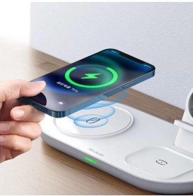 Resim Mcdodo CH-7062 3in1 15W Çoklu Magsafe Kulaklık Saat ve Telefon Şarj Stand Beyaz 