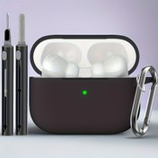 Resim KEKOA için Temizleyici Kiti ile Pro Kılıf Kapak, Kadın Erkekler için Yumuşak Silikon Koruyucu Kılıf Apple AirPod Pro 2./1. Nesil - Anahtarlık ile Pro 2/Pro Aksesuarları-Siyah 