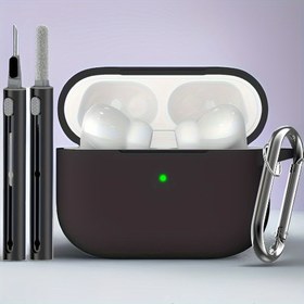 Resim KEKOA için Temizleyici Kiti ile Pro Kılıf Kapak, Kadın Erkekler için Yumuşak Silikon Koruyucu Kılıf Apple AirPod Pro 2./1. Nesil - Anahtarlık ile Pro 2/Pro Aksesuarları-Siyah 
