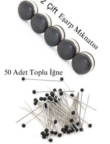 Resim lawrenceshop 2 li Set 2 Çift (4 Adet) Eşarp Şal Türban Baş Örtüsü Mıknatısı + 50 Adet Toplu İğne 