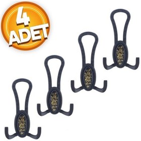 Resim Palmira Portmanto Vestiyer Duvar Askısı Metal Dolap Elbise Askılığı Mat Siyah Desenli (4 Adet) 
