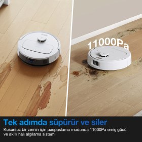 Resim Ecovacs Deebot N20e Robot Süpürge ve Paspas, 11000Pa Güçlü Emiş, Dolaşmayı Önleme Teknolojisi, Akıllı Haritalama ve Navigasyon 