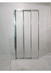 Resim Teknesiz Mika Camlı Duşakabin 1 Sabit 2 Sürgülü Üçlü Sistem Krom Parlak 