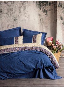 Resim Cotton Box Folk Art Çift Kişilik Nevresim Takımı Rayen Lacivert Görsel 