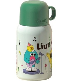 Resim Shotay St-8817 480ml Askılı Silikon Kılıflı Pipetli Desenli Yeşil Çelik Matara Diğer 