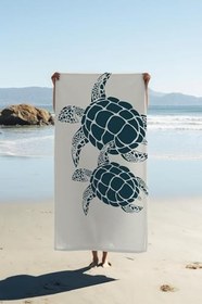 Resim Dijital Baskı Plaj Deniz Havlusu Kaplumbağa Desenli Peştamal HVL0128 