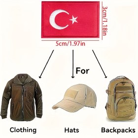 Resim Küçük 5x3cm Türk Bayrağı Nakışlı Yama - Yüksek Kaliteli Ütüleme/Dikme Vatansever Dekoratif Yamalar, Giysi ve Çantalar için Dayanıklı Ulusal Gurur Tasarımı, Hassas Nakış 