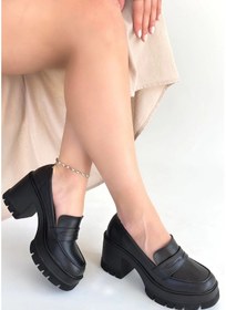 Resim Biçomi Janes Siyah Cilt Dolgu Topuk Ayakkabı Çok Renkli 