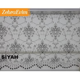 Resim 3Renk Çift Mekanizma Damask Siyah-Krem-Kahve Tül Stor Zebra Perde 