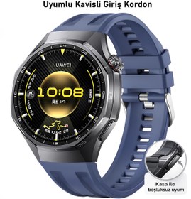 Resim Dexmon Huawei Gt 6 Pro 46mm / Huawei Gt 5 Pro 46mm Uyumlu Metal Tokalı ORJ Kavisli Giriş Silikon Kordon 