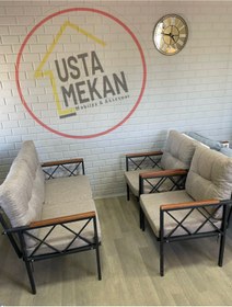 Resim usta mekan Elegant Balkon-bahçe-kafe Çay Seti Koltuk Oturma Takımı Çaysetleri 