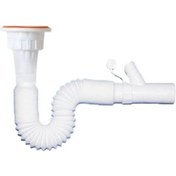 Resim MuffMatik Körüklü Çatallı Lavabo Sifonu Plastik Vidalı 71 Cm 