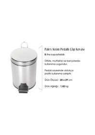 Resim Palex Krom Pedallı Çöp Kovası 8 Litre 